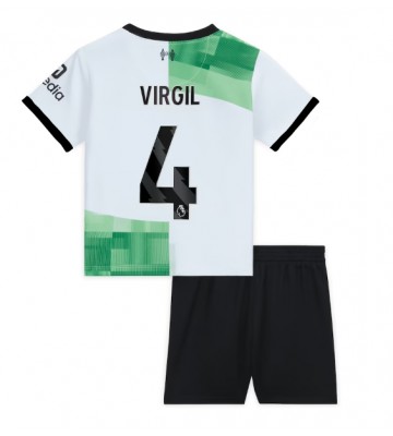 Liverpool Virgil van Dijk #4 Koszulka Wyjazdowych Dziecięca 2023-24 Krótki Rękaw (+ Krótkie spodenki)